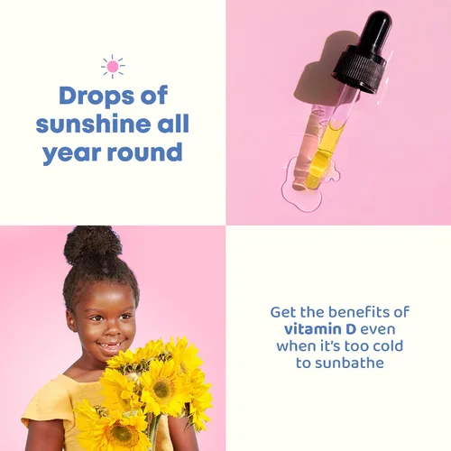 Vista 4 de JoySpring Vitamina D3 Kids Drops con K2 – Suplemento líquido para absorción de calcio y salud articular – 360 porciones (2 fl oz) – Vitamina D
