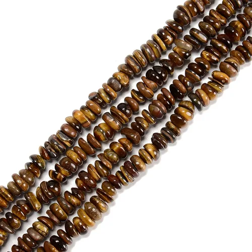 Vista 2 de JM Design Cuentas de pepita de guijarro de ojo de tigre amarillo natural, 0.118-0.197 in x 0.315-0.394 in 15.5'' hebra para fabricación de joyas
