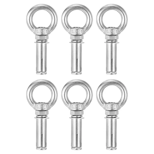 Vista 20 de uxcell Aro de elevación de la expansión, 8pcs M6x50mm 304 tornillo de expansión de acero inoxidable con anillo de ojo para pared de ladrillo