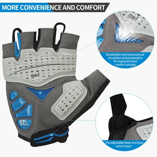 Vista 3 de Souke Sports Guantes de ciclismo para hombre con almohadillas de gel, guantes de bicicleta de medio dedo, ligeros, antideslizantes, absorben