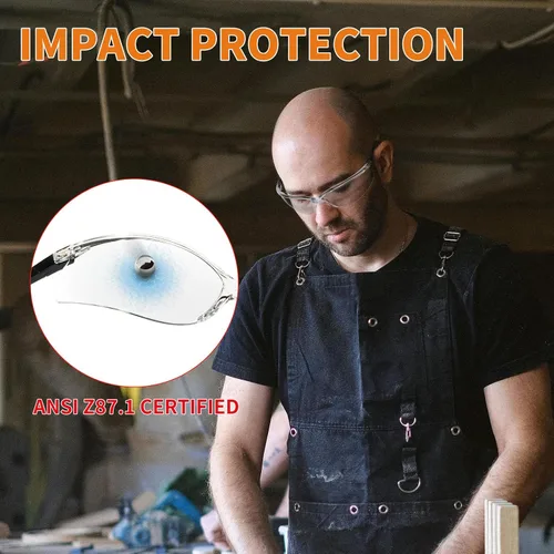 Vista 5 de VICOGARD - Paquete de 2 lentes de seguridad transparentes de alta calidad para hombres y mujeres con lentes envolventes antivaho y resistentes a