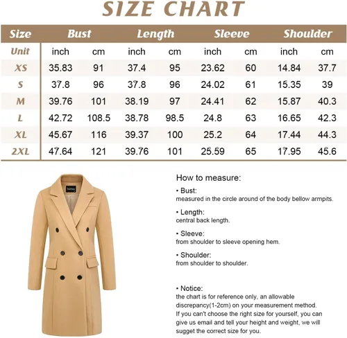 Vista 3 de chouyatou Abrigo de lana para mujer, diseño básico, doble botonadura y solapa