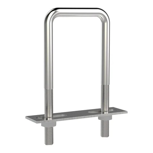 Vista 13 de Pernos en U cuadrados de acero inoxidable 304 de 1 "(25 mm) de ancho interior, 3 "(75 mm) de longitud inoxidable M8 con tuercas, placa de marco