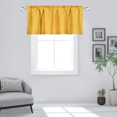 Vista 18 de DECOVSUN Cenefas Aqua para ventanas de cocina, con bolsillo para barra, opacas, con aislamiento térmico, 1 panel de 42 x 18 pulgadas