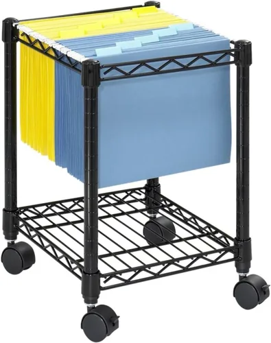 Vista 2 de Safco Carrito de archivos móvil compacto, se adapta a carpetas colgantes de tamaño carta y legal, carrito de archivoscarpetas de acero rodante