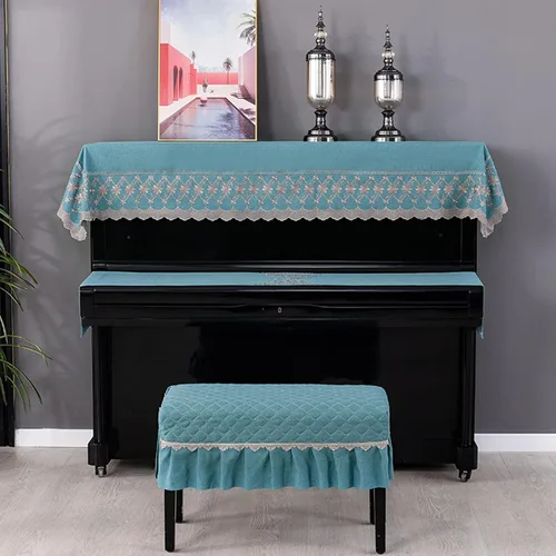 Vista 4 de QQXX Cubierta vertical para piano, cubierta superior de piano, cubierta de toalla/teclado de piano/cubierta de taburete, elegante cubierta de polvo