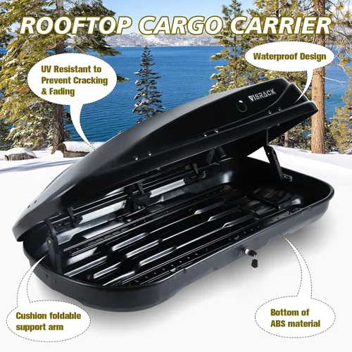 Vista 6 de Portaequipajes de Techo de Carcasa Rígida Grande con Cerradura de Llave 56" L x 30" A x 13.7" Al, 13 Pies Cúbicos, Impermeable de Servicio Pesado