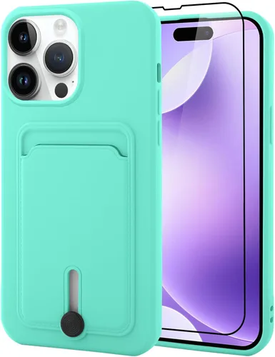 Vista 23 de MZELQ Cartera de TPU Compatible con Funda iPhone 12, Portarjetas Protección de Cámara Cubierta + Protector de Pantalla, Ranura Empujable para Niñas