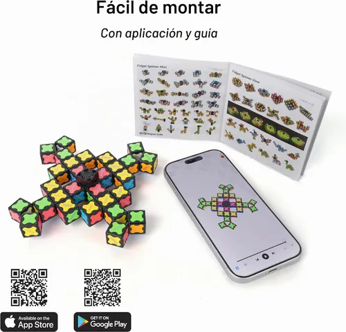 Vista 10 de TOSY Spinner Fidget Magnético que Brilla - 16 Bloques, Juguete 3 en 1: Spinner Fidget Transformable, Cubo Infinito/Rompecabezas, Brillante, Rellenos
