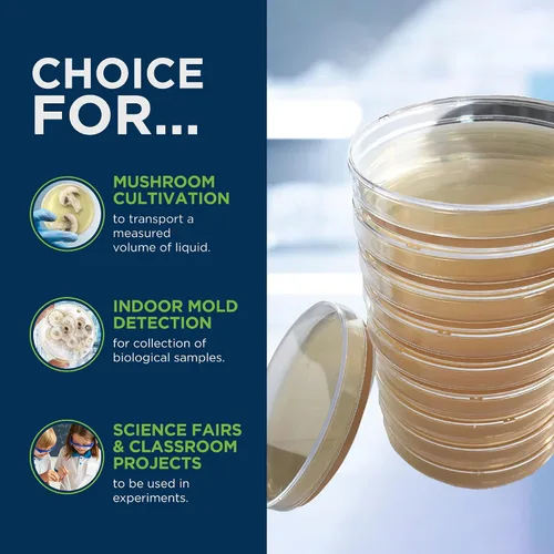 Vista 2 de Evviva Sciences - Platos de petri de agar dextrosa de patata prevertida (PDA), para hongos, kit de prueba casera o para proyectos de ferias