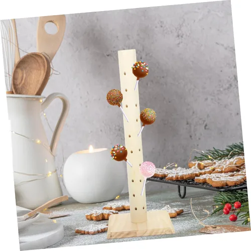 Vista 9 de 1 soporte de exhibición de paletas de madera, soporte resistente para postres para fiestas y eventos, práctico estante de presentación de dulces
