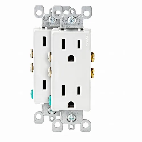 Vista 10 de Receptáculo Leviton doble de 15 A y 125 V, toma de tierra, Blanco, M02-5325-WMP, 125.00 volts 2-Blanco