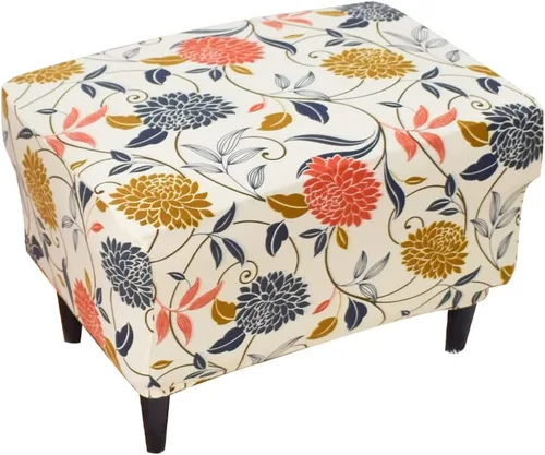 Vista 45 de Funda elástica para silla, funda otomana rectangular de almacenamiento, funda otomana para reposapiés, fundas otomanas para taburete de pie
