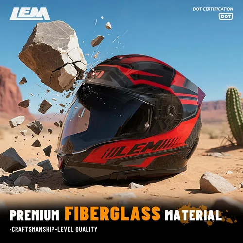 Vista 9 de LEM Cascos de motocicleta de cara completa, cascos para hombres, con certificado DOT, PINLOCK y DVS de doble visión, casco de motocicleta de calle
