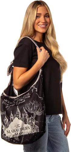 Vista 5 de Harry Potter The Marauder's Map Hogwarts - Bolso cruzado de hombro con correa ajustable, Negro