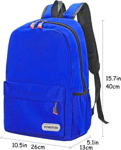 Vista 4 de Mochila para niños de 15 pulgadas, ligera, para escuela primaria, para jardín de infantes, mochila de viaje casual, Azul, Casual