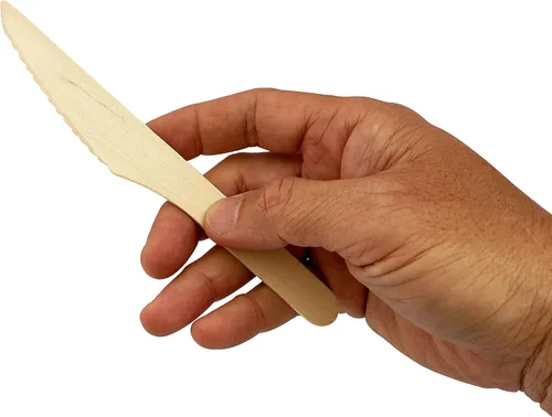 Vista 9 de KingSeal Cuchillo de madera desechable certificado FSC, biodegradable y respetuoso con el medio ambiente, 6.5 pulgadas de largo, 100
