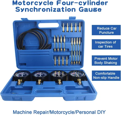 Vista 3 de Kit de herramientas de sincronización de carburador de motocicleta, equilibrador de vacío de combustible universal, sincronizador de carburador