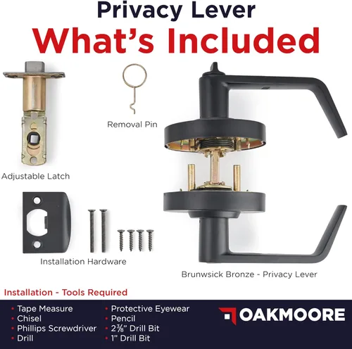 Vista 6 de Oakmoore Manija de puerta comercial - Cerradura de baño ocupada vacante Cerradura de puerta de baño negra para edificios públicos e industriales