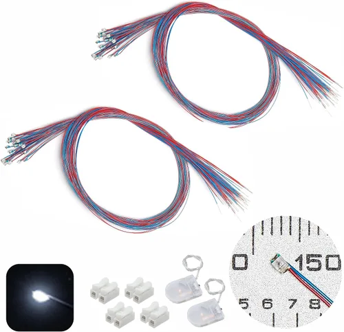 Vista 30 de 50 piezas de LED micro precableados con soldadura previa, LEDs SMD 0805 con accesorios de montaje para construcción de modelos para principiantes