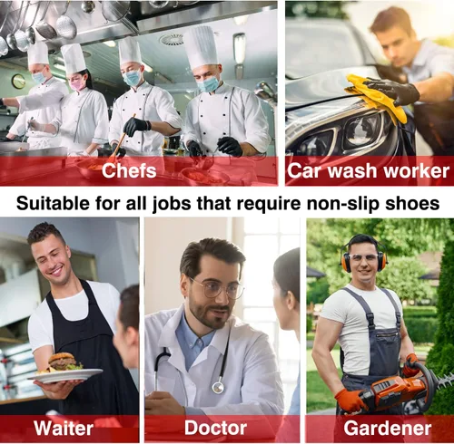 Vista 2 de Zapatos antideslizantes para hombres, resistentes al aceite, al agua, para chef, enfermería, médicos, adecuados para cocina, restaurante, jardín