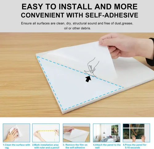 Vista 5 de JBER Paneles acústicos artísticos, paquete de 8 paneles acústicos para decoración de pared con autoadhesivos, paneles de absorción de sonido