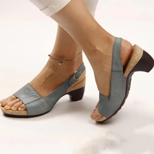 Vista 2 de Sandalias para mujer, vestido de moda para mujer, zapatos de tacón alto, zapatos de trabajo lindos, Sandalias negras, marrón, gris, beige, azul