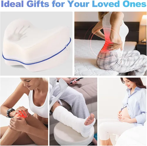 Vista 7 de Almohada de rodilla para personas que duermen de lado para dolor de espalda, almohada de piernas para dormir de lado, cojín de espuma viscoelástica