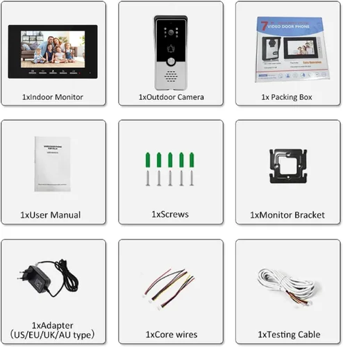 Vista 7 de Timbre de video con cable con kit de cámara y monitor, timbre de intercomunicación con cámara, sistema de intercomunicación de video de doble vía