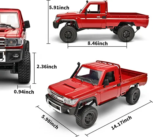 Vista 2 de RZAPE RC Rock Crawler 1/12 RC Crawler Off Road RC Truck 4x4 MN-82 (rojo)