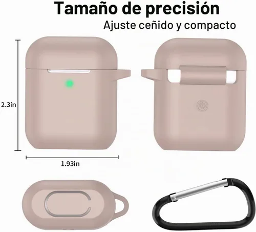 Vista 4 de Funda para AirPods de silicona, de protección completa, compatible con Apple AirPods 1 y 2, funda de carga inalámbrica y con cable