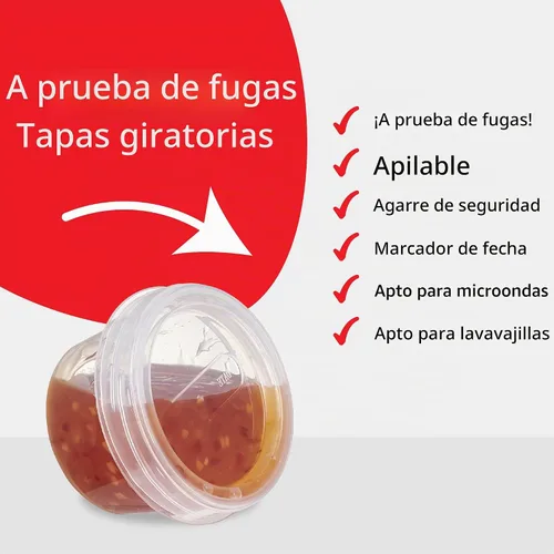 Vista 5 de PLASTICPRO Paquete de 6 recipientes de almacenamiento de alimentos con tapa giratoria con rosca transparente, recipientes reutilizables