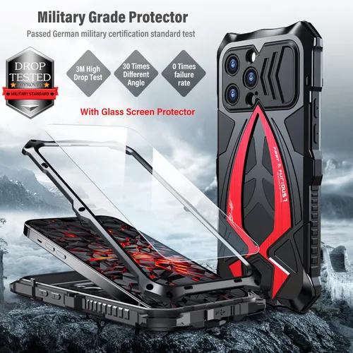 Vista 2 de Armor - Funda de teléfono para iPhone 14 de grado militar, probada en caídas 360°, cubierta de protección de cuerpo completo, resistente híbrido