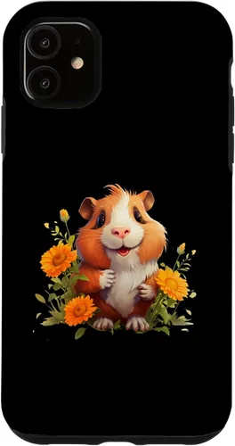 Vista 5 de iPhone 15 Guinea Pig with Flowers for a Guinea pig Lover Case