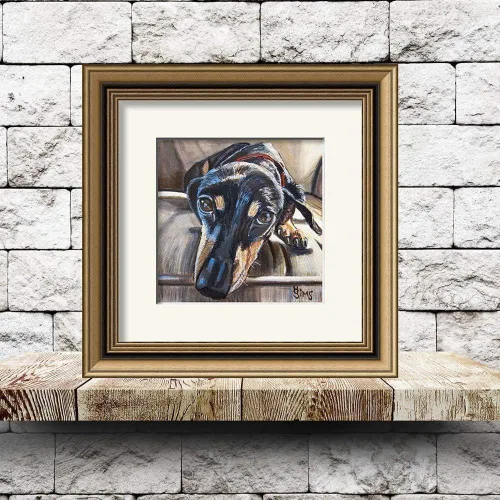 Vista 6 de Dachshund Dog Art Giclee Print Animal Artwork Gallery Wall Decor, Gifts, Mat Option