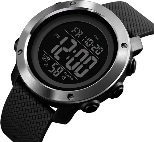Vista 4 de Reloj deportivo digital para hombre, resistente al agua, con cronómetro, alarma, LED, luz trasera