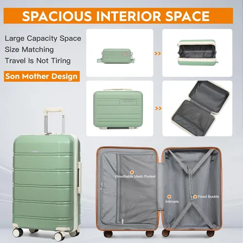 Vista 3 de Joyway Maletas de equipaje de mano de 20 pulgadas de polipropileno ligero con bloqueo TSA, equipaje rígido con ruedas giratorias, bolsa