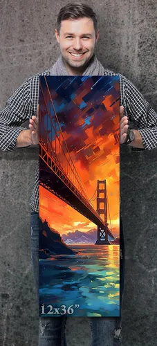 Vista 2 de Golden Gate Bridge San Francisco - American Landmark Painted Fine Art PRINT or CANVAS Wall Art - Home Decor in Multiple Sizes