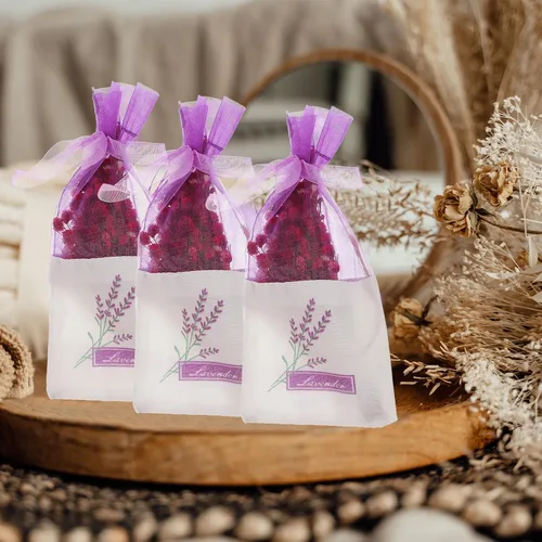 Vista 7 de 30 bolsas vacías de lavanda para cajones, armarios, bolsas pequeñas de gasa con estampado de flores, fragancia de 6 x 2.8 pulgadas para organización