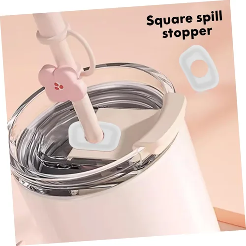 Vista 5 de BESTYASH 12Pcs Silicone Spill Stopper Set with Straw Cleaner Brush Compatible with Stanley Cup Includes Stoppers Straw Tip Cover for Leakproof