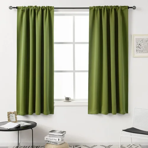 Vista 35 de DUALIFE Cortinas opacas de 45 pulgadas de largo, 2 paneles para ventanas pequeñas de dormitorio, aislamiento térmico, bolsillo para barra, cortinas