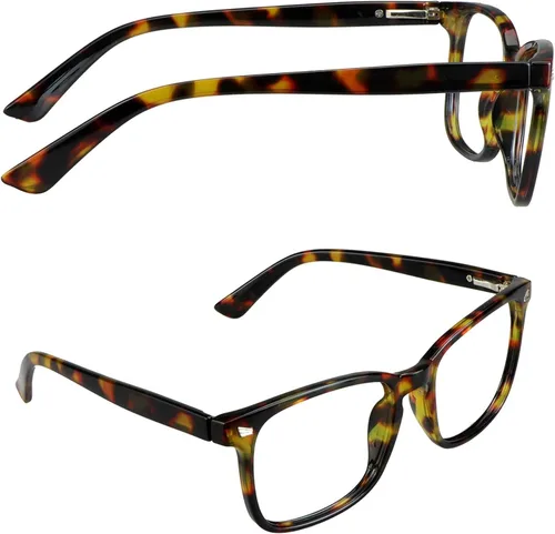 Vista 6 de Lentes cuadrados vintage con bloqueo de luz azul, antifatiga ocular, filtro UV, para computadora, lentes anti-luz azul para hombres y mujeres Ámbar
