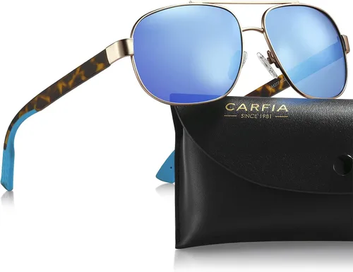 Vista 6 de CARFIA Gafas de sol clásicas para hombre de metal polarizadas protección UV CA5377
