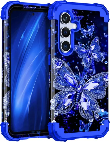 Vista 28 de Miqala Funda para Galaxy S21 FE 5G, brilla en la oscuridad, tres capas, resistente, protección a prueba de golpes, parachoques de plástico