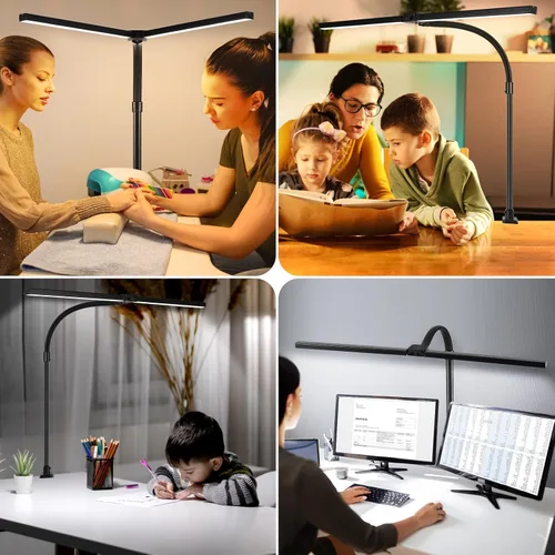 Vista 7 de Lámpara de escritorio LED para oficina, dormitorio, hogar - Luz de escritorio para cuidar los ojos con temporizador, control remoto, lámpara de mesa