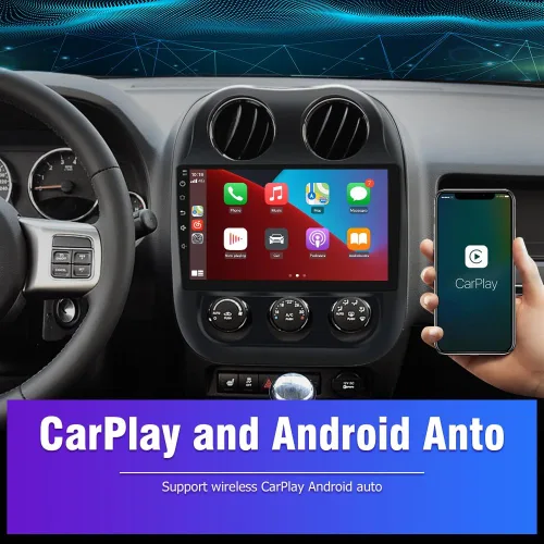 Vista 3 de Radio estéreo de coche de 10.1 pulgadas [2GRAM 32GROM] para Jeep Patriot Compass 2010-2016 con CarPlay Android Auto, Android 13 Player Radio