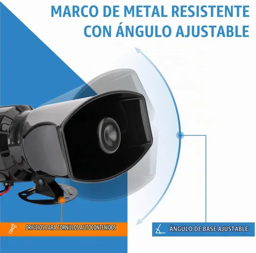 Vista 3 de Bocina de sirena de coche de 7 tonos con micrófono, sirena de alarma de 12 V 100 W, amplificador de emergencia con micrófono, sistema de altavoces
