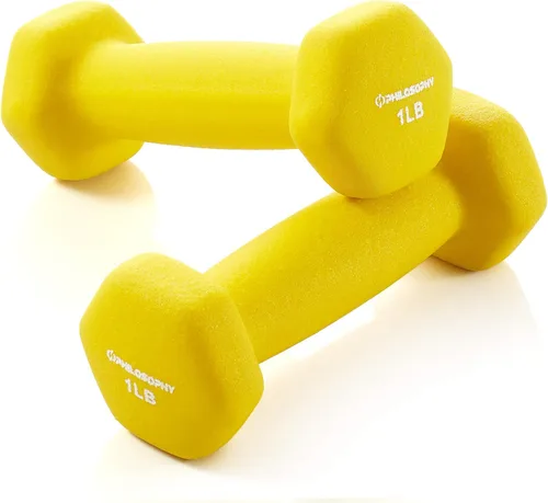 Vista 10 de Philosophy Gym Juego de 2 mancuernas de neopreno con forma hexagonal