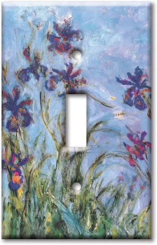 Vista 6 de Art Plates - Cubierta de placa de interruptor de luz metálica de 2 bandas - Placa de pared decorativa de palanca de dos bandas - Monet: lirios