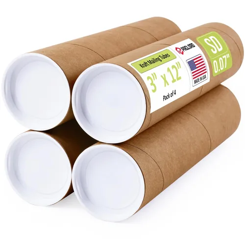 Vista 37 de Tubo de cartón reforzado de 2 x 18 pulgadas, paquete de 4 tubos con 8 tapas, seguro aprobado por USPS, ideal para envío y almacenamiento